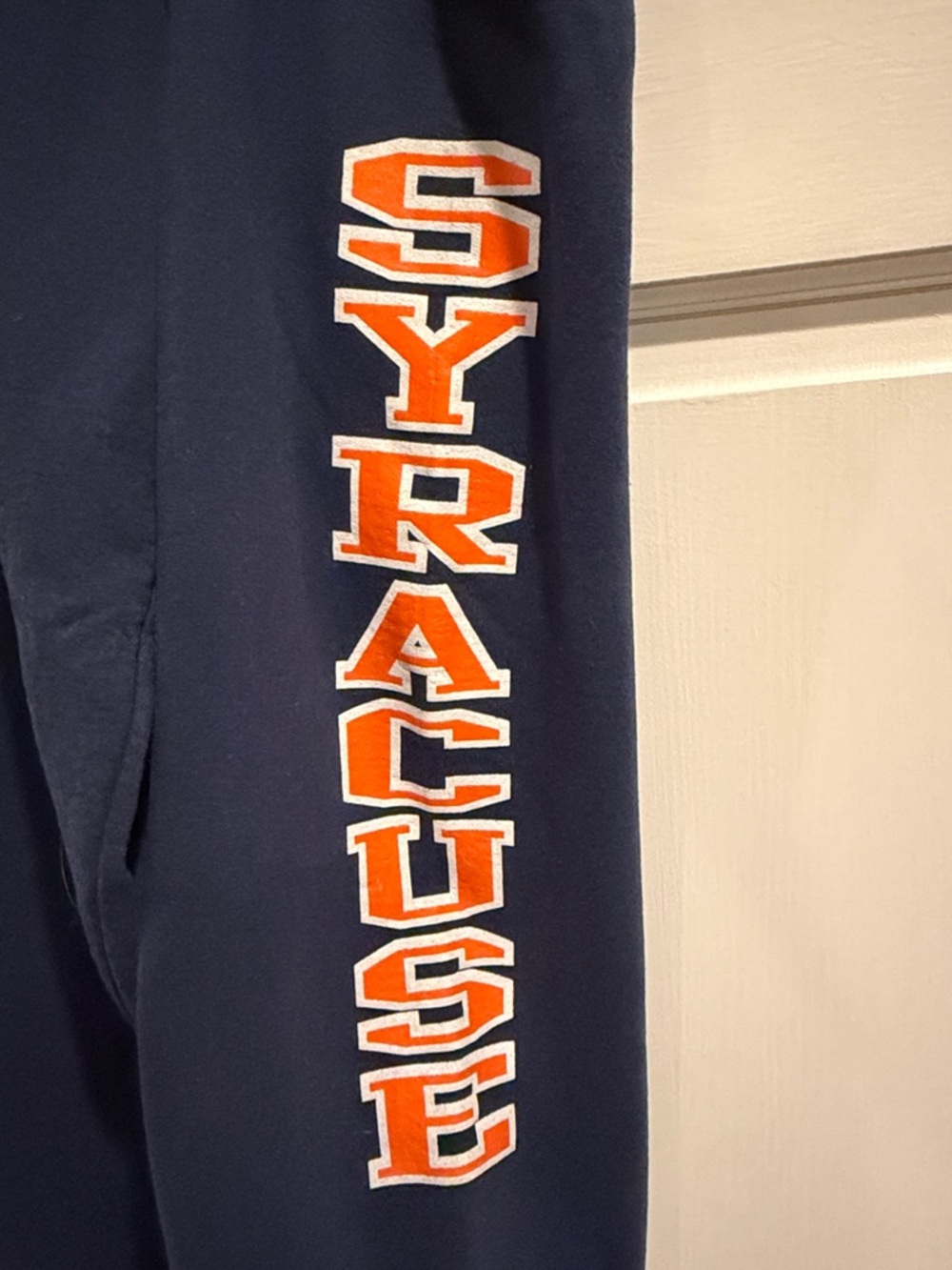 Port and Company Navy Track Pants with Orange Syracuse Graphic